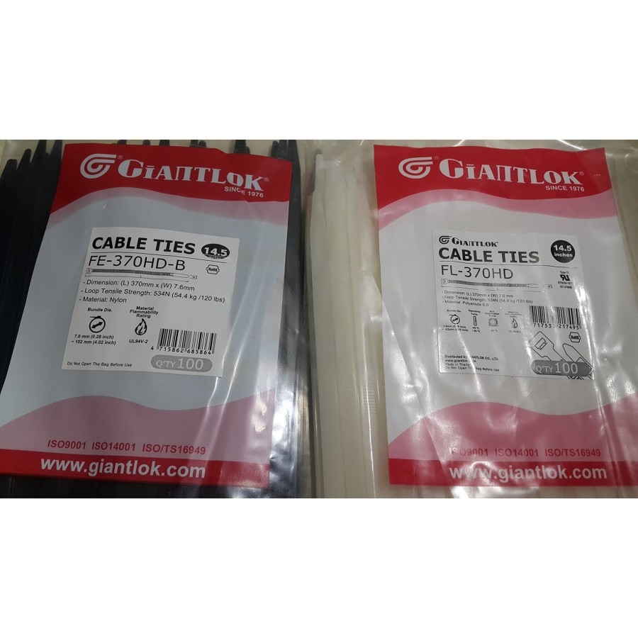 

Kabel Ties / Kabel Tis / Giantlok / FE-370-HD / FE-370-HD-B / 370x7.6 Giantlok