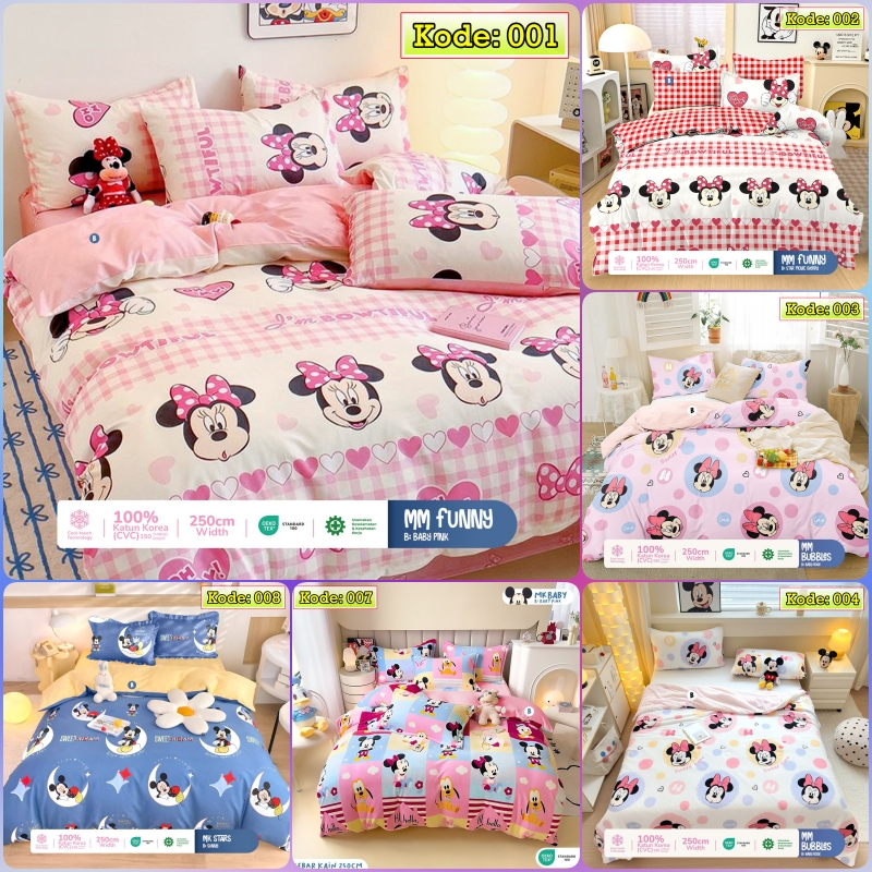 Kain Bahan Sprei Meteran Katun CVC Motif Karakter MK, Mickey Dan MM Minny KAIN METERAN