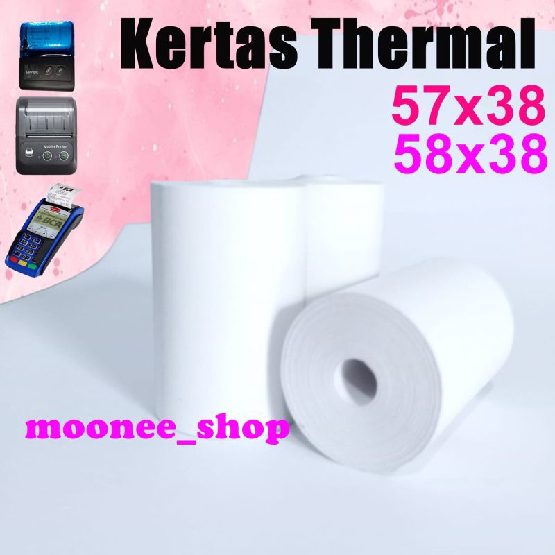 

Kertas Thermal 57x38 / 58x38 MM (per 1 Roll Polos), Printer Bluetooth Kasir 57 x 38 / 58 x 38 Strip Pink