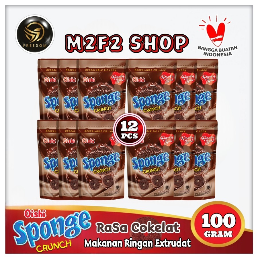 

Oishi Sponge Crunch Snack Chocolate Flavor | Camilan Makanan Ringan Ekstrudat Rasa Cokelat Pouch - 100 gr (Kemasan 12 Pcs)