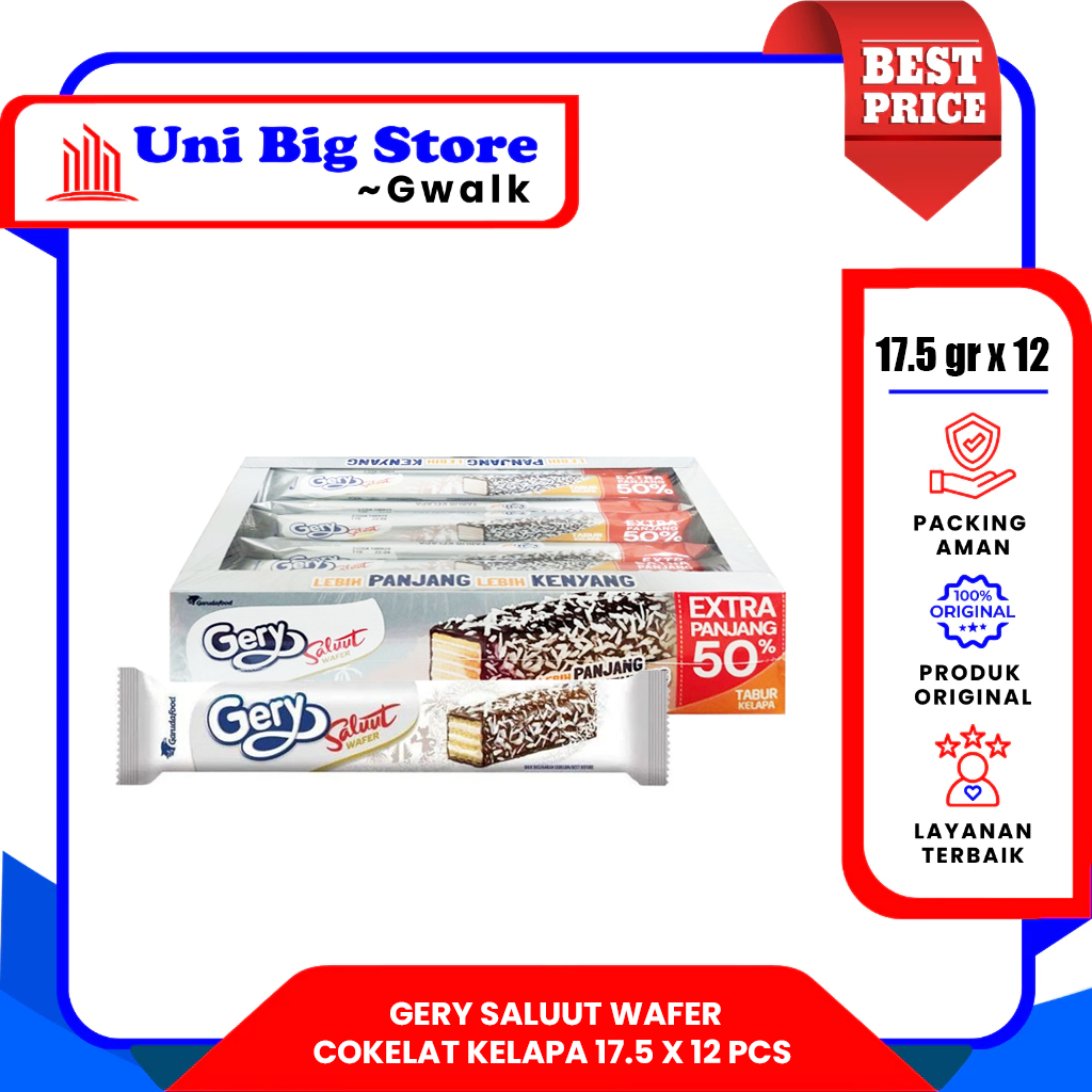 

GERY SALUUT WAFER COKELAT KELAPA BOX - (17.5 gr x 12 pcs)