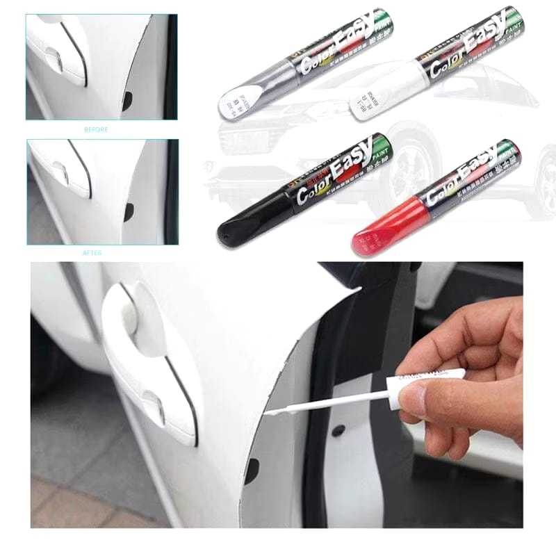 COLOR EASY Paint 12mL Pen Spidol Cat Body Repaint warna Hitam Putih Abu Merah Oles Penghilang Lecet 