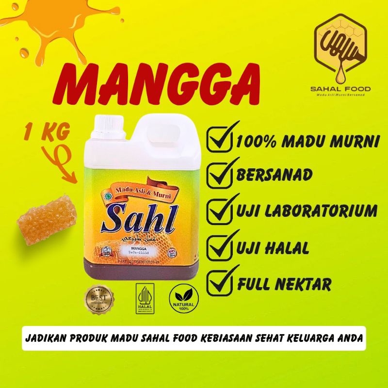 

MADU FULL NEKTAR BUNGA MANGGA 100% ASLI&MURNI TANPA CAMPURAN,1 KG-Sahl