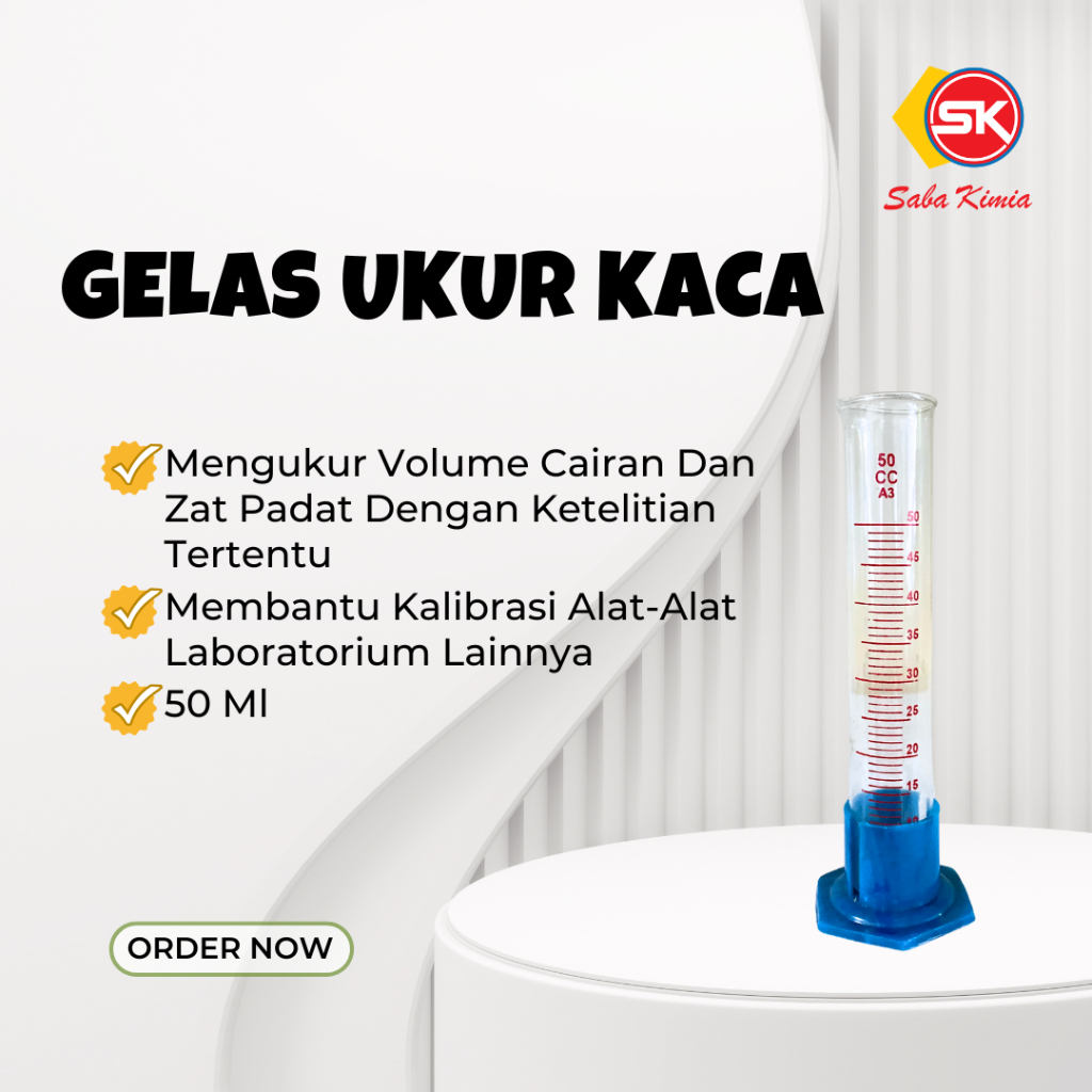 Gelas Ukur Kaca/ Tabung ukur Parfum/ Gelas Takar Lab Kimia Akurat 50 Ml