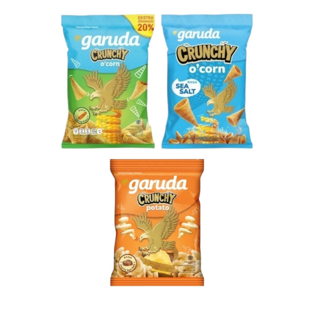 

GARUDA SNACK CRUNCHY O'CORN SEA SALT / JAGUNG BAKAR | CRUNCHY POTATO SAPI BBQ BARBEQUE