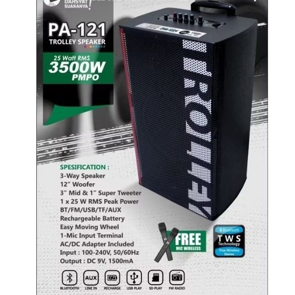 Speaker Portabel Road Master PA 121 12 Inch