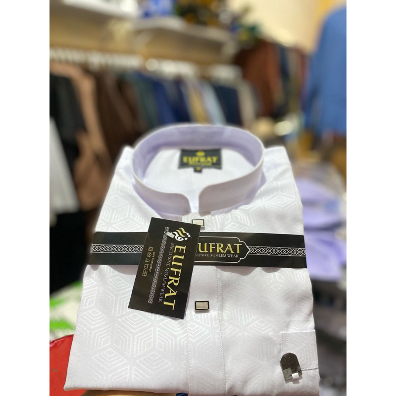 Baju Koko haibah Pria Muslim Eufrat Busana Muslim motif Semi Jas