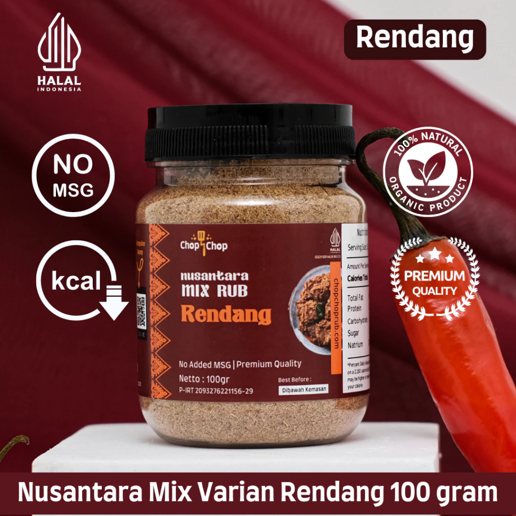 

SPkebab X Chopchop Nusantara Mix Rub Rendang Bumbu Marinasi Rendah Kalori / Diet Serbaguna - Bumbu Bekal Anak- Bumbu Bekal Suami BUMBU INSTANT