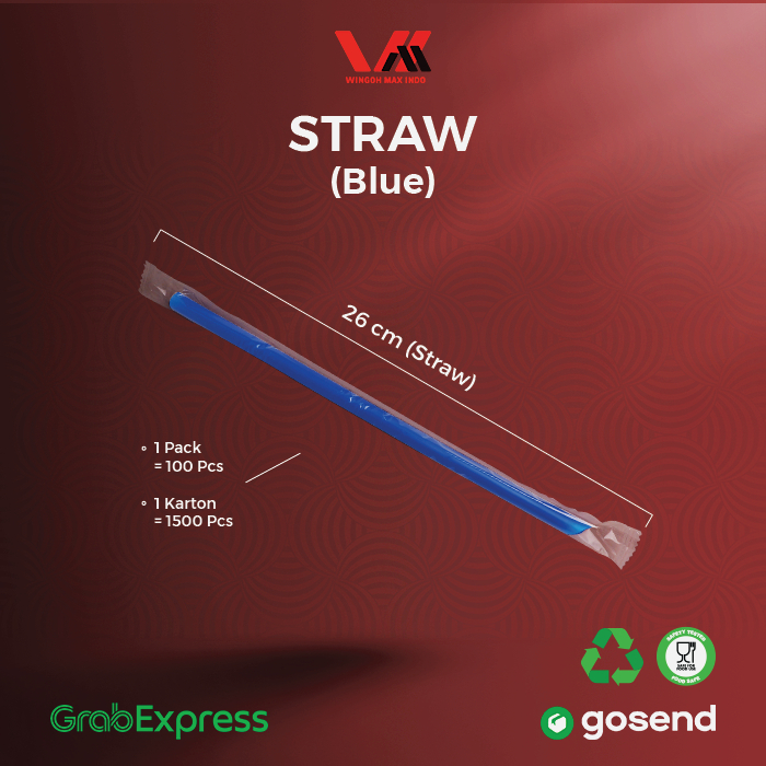 SEDOTAN BOBA STERIL BIRU -  SEDOTAN MINUMAN BOBA 12MM - 1500PCS