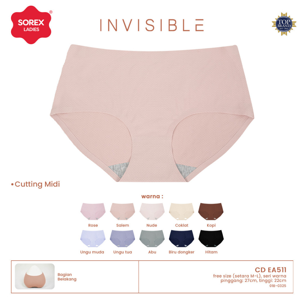Sorex CD Fashion Midi Wanita Seamless Tanpa Jahitan Anti Nyeplak Pori Freesize(Setara M-L) CD EA 511