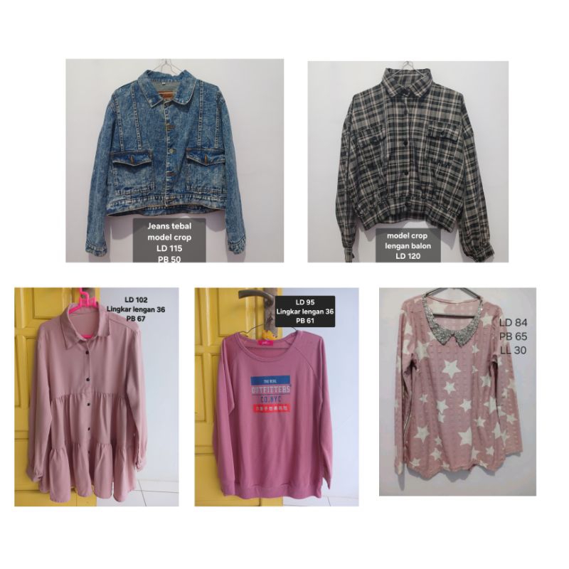 Preloved atasan wanita blouse crewneck tunik dress levis murah