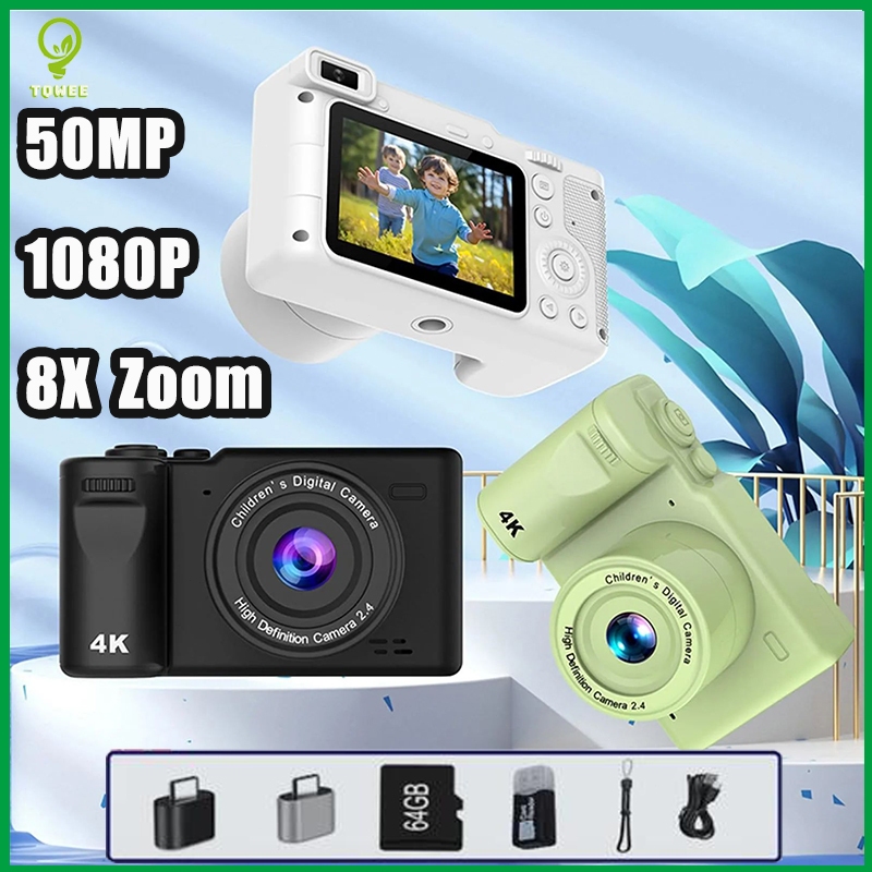 【Dengan kartu 64G】Kamera Digital Mini 50MP Asli Murah, Dapat Merekam Video 1080p, Anti-goyang, Cocok