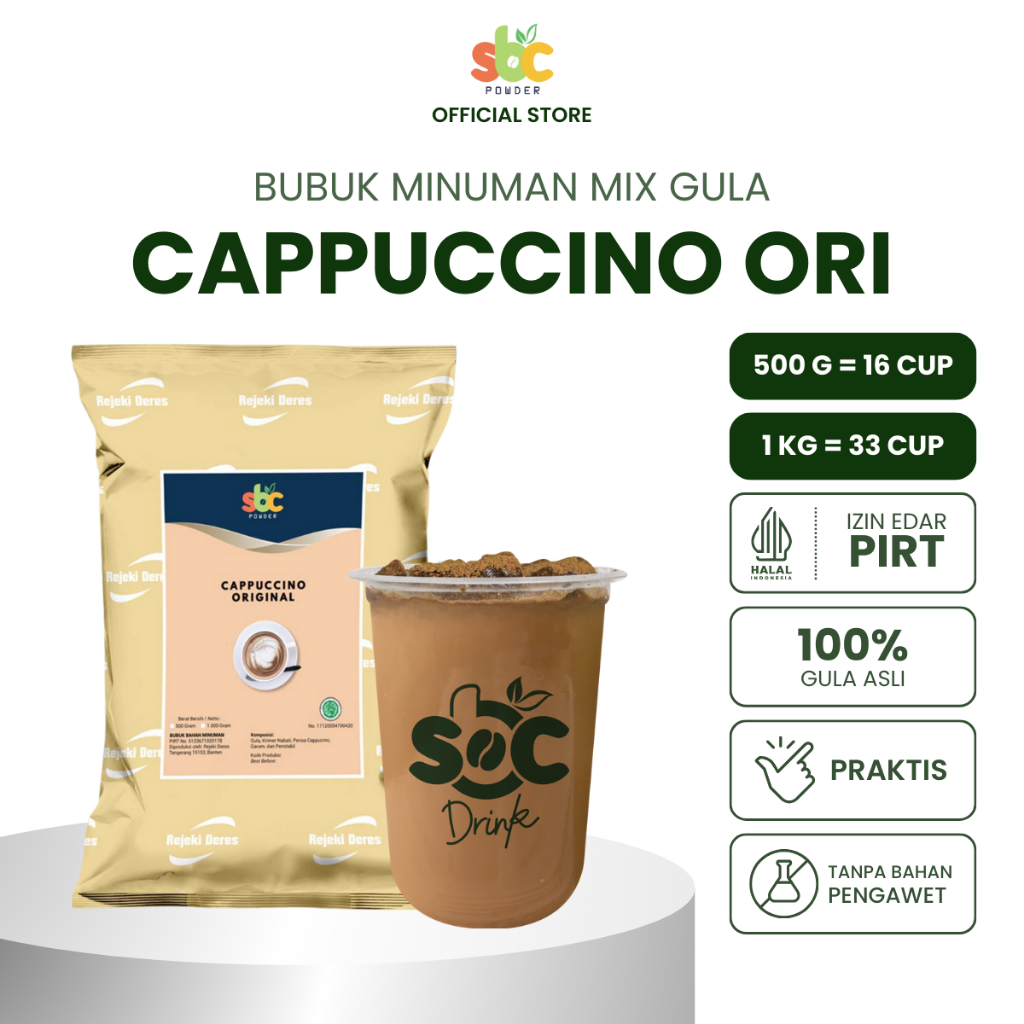 

SBC - Bubuk Minuman SBC Cappucino 500g / Powder Minuman Aneka Rasa / Bubuk Kopi Instan / Capucino Powder / Kopi original