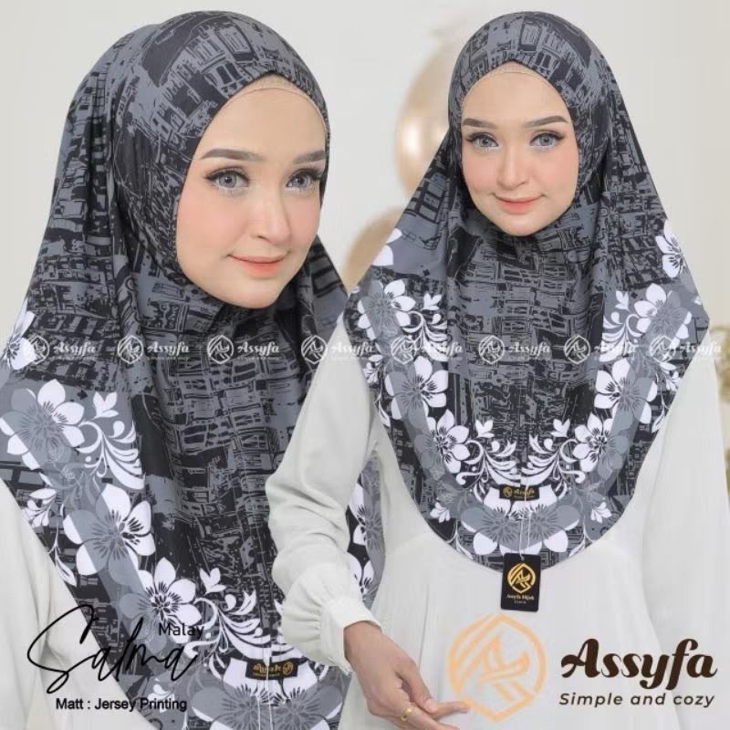 Hijab Instan Malay Motif Salma • Hijab Malay Motif • Hijab Instan Motif
