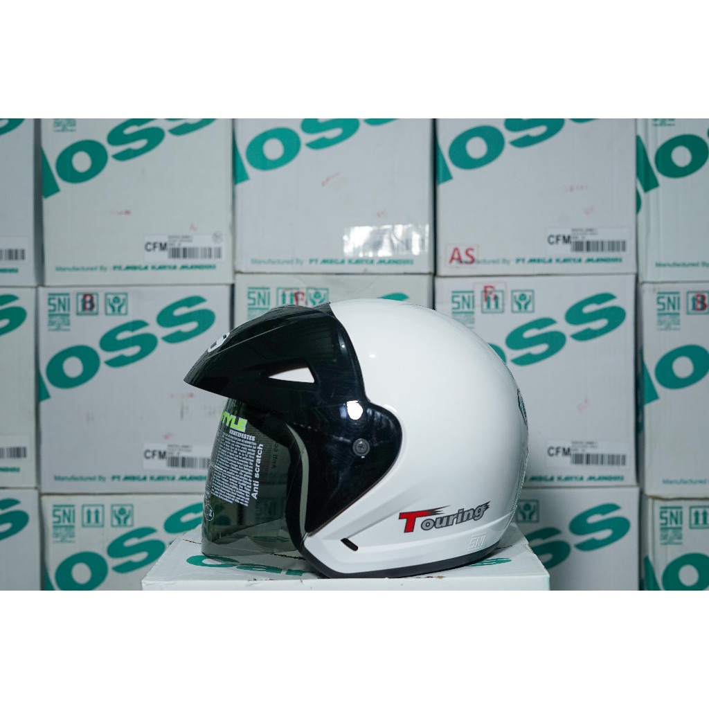 Helm Half Face BMC touring SNI visor dark smoke ORI