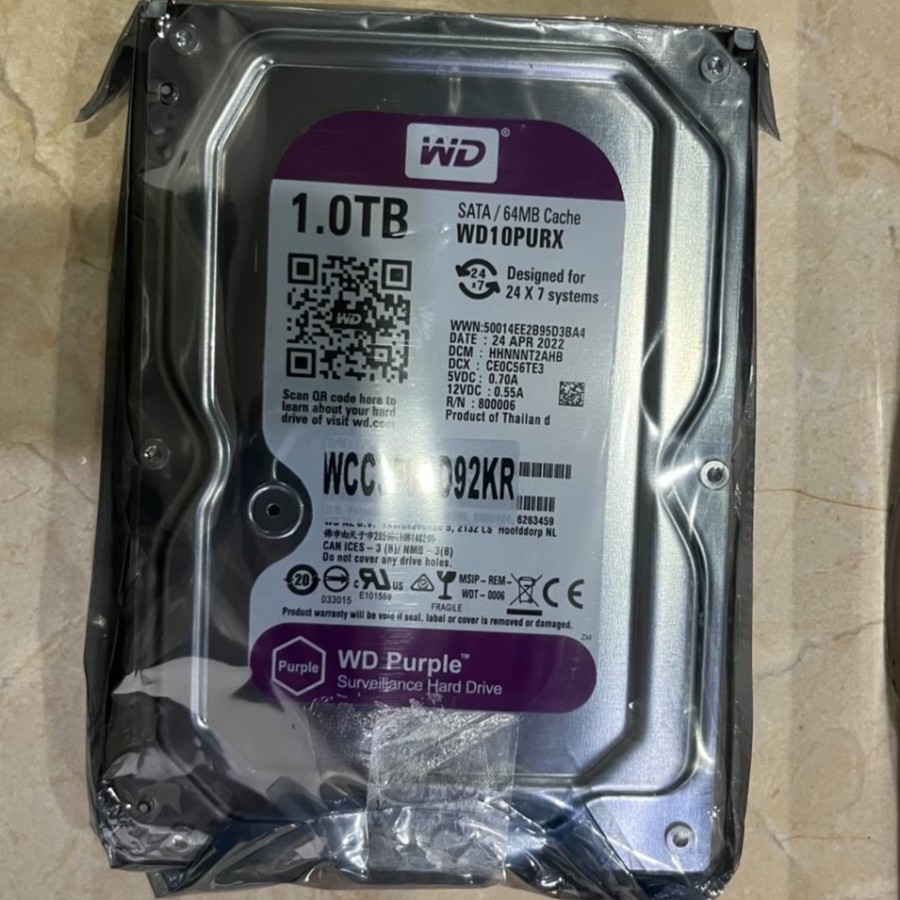 WD20PURX HARDISK INTERNAL 1 TB/2TB/3TB/4TB WD PURPLE HARDISK CCTV