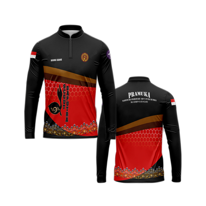 baju pramuka pembina pria lengan panjang jersey seragam guru / laki/wanita/ baju lapangan pramuka / 