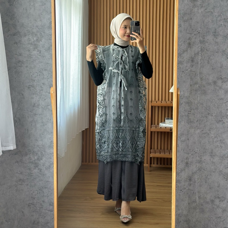 SHAMIRA SET BROKAT / setelan vest brokat rok wanita / set kondangan