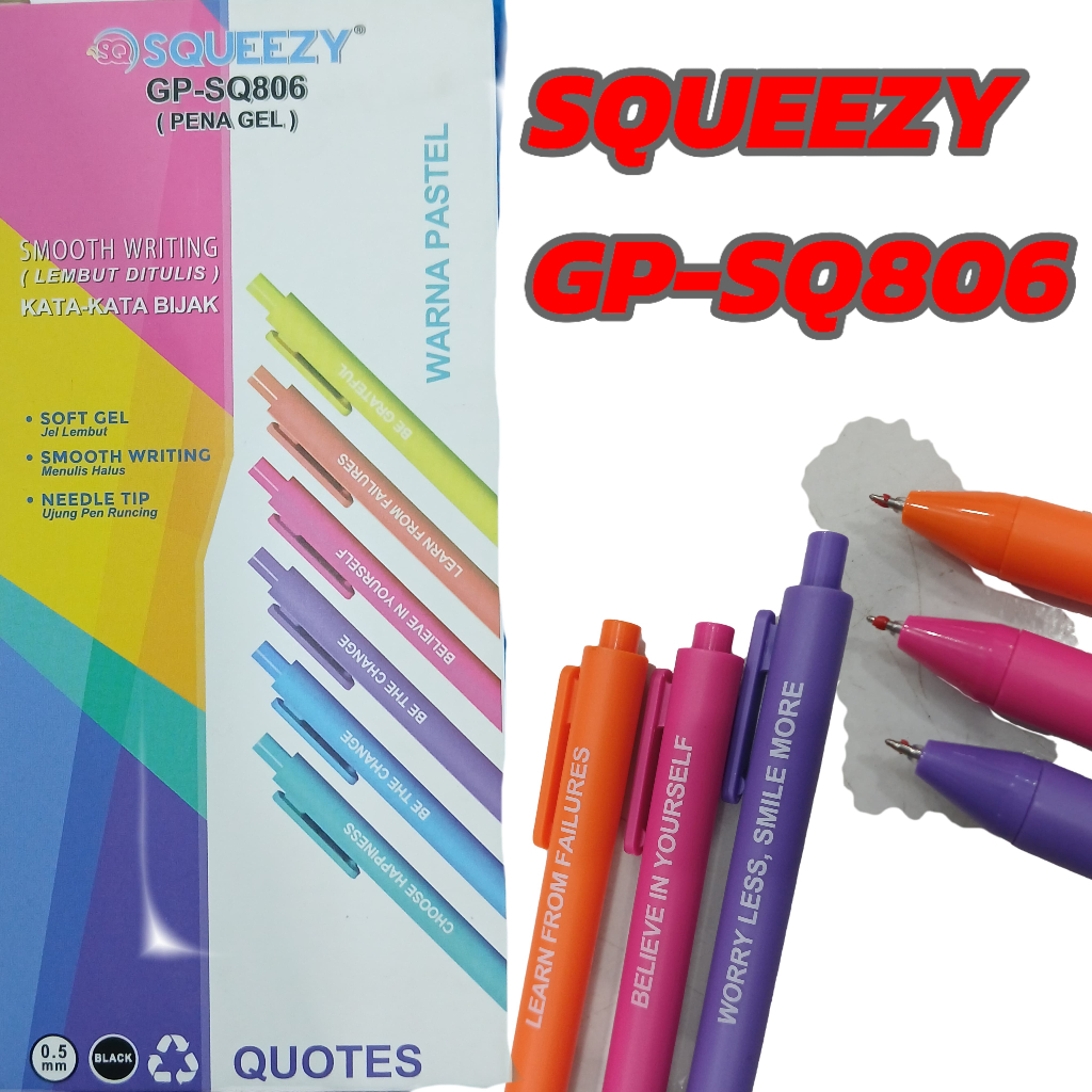 

Pulpen SQUEEZY GP-SQ806 Hitam 0.5 mm 1 Pack isi 12 Pcs