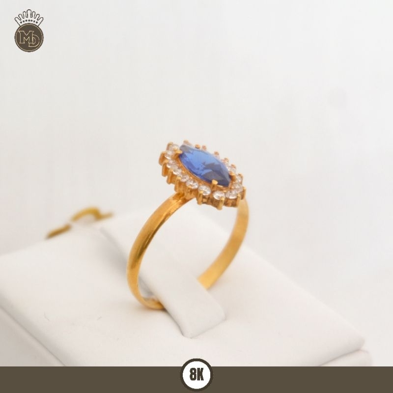 CINCIN EMAS ASLI MODE MATA BIRU KOMBINASI MATA PUTIH KADAR 8K