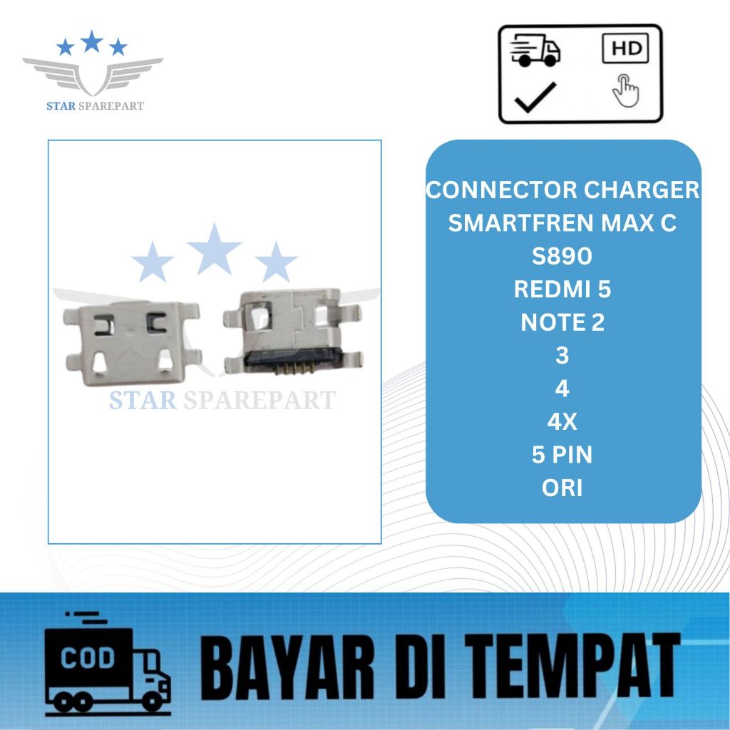 CONNECTOR CHARGER SMARTFREN MAX C / S890 / REDMI 5 / NOTE 2 / 3 / 4 / 4X ORI 5 PIN