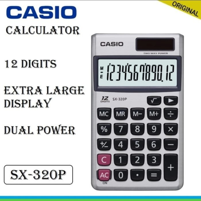 

CASIO SX-320P Kalkulator Saku 12 Digit / Calculator Pocket SX320P