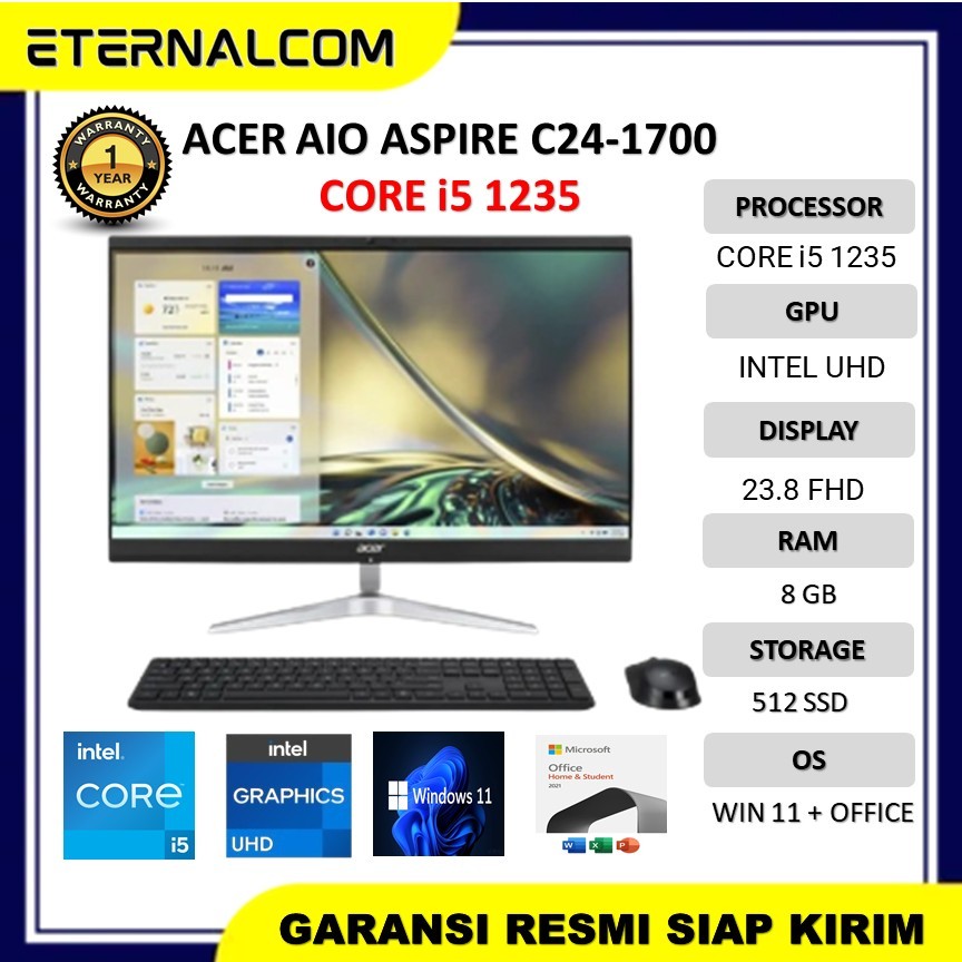 ACER AIO ASPIRE C24-1700 I5 1235 8GB 512GB W11+OHS