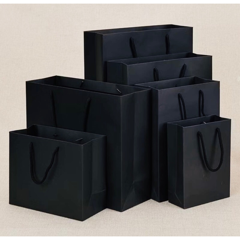 

[6 pcs] Paper Bag Tas Kado full HITAM Polos Tebal