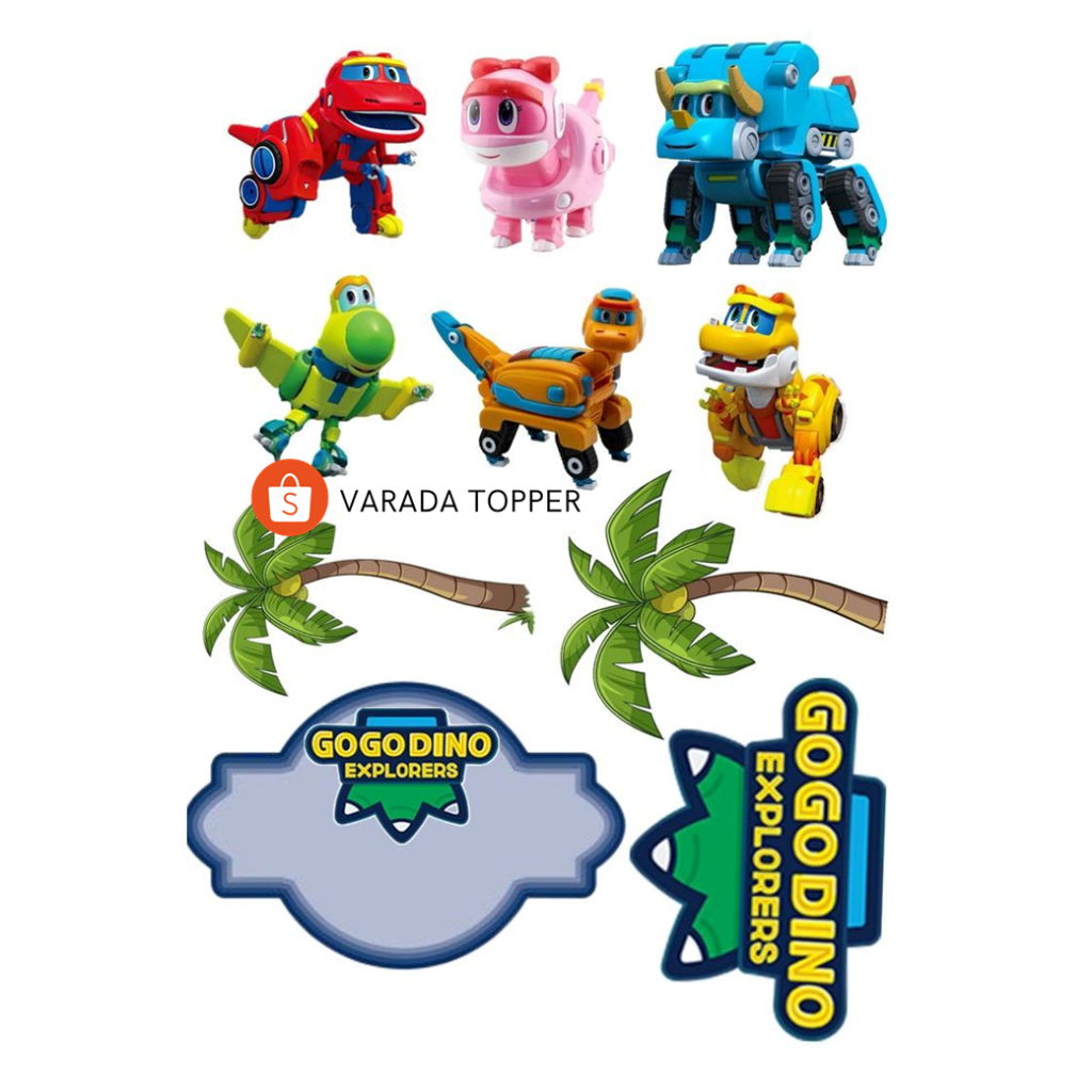 GOGODINO/Topper Birthday GogoDino Free Custom Nama/Hiasan Cake Ultah GOGODINO
