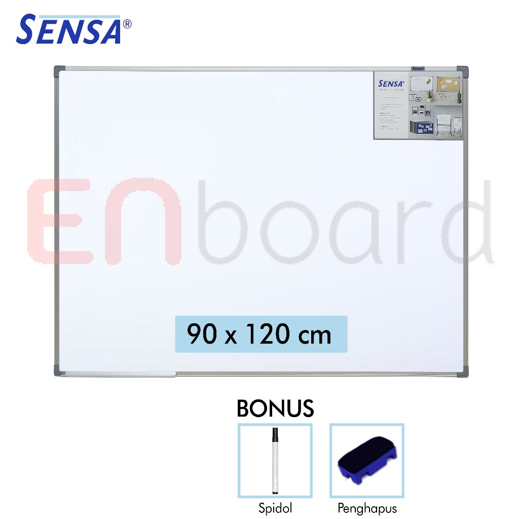 

Papan Tulis Whiteboard / White Board Gantung Single Face Sensa 90 x 120 cm