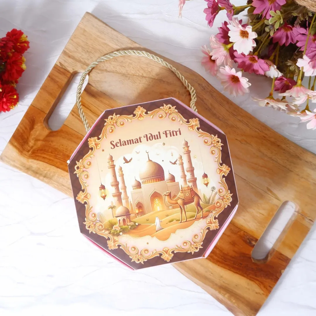

Box Lebaran HEXAGON Dus Idul Fitri untuk Toples Bulat 7x14cm Kue Kering Box Kue (1 pcs)