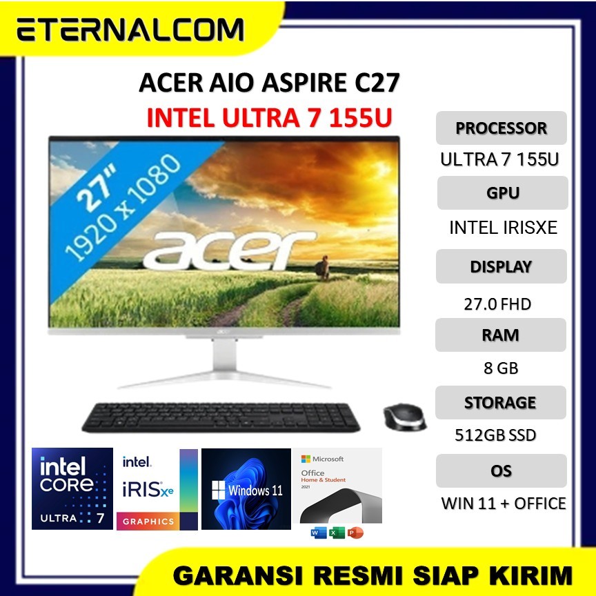 ACER AIO ASPIRE C27 ULTRA 7 155U 8GB 512GB W11+OHS