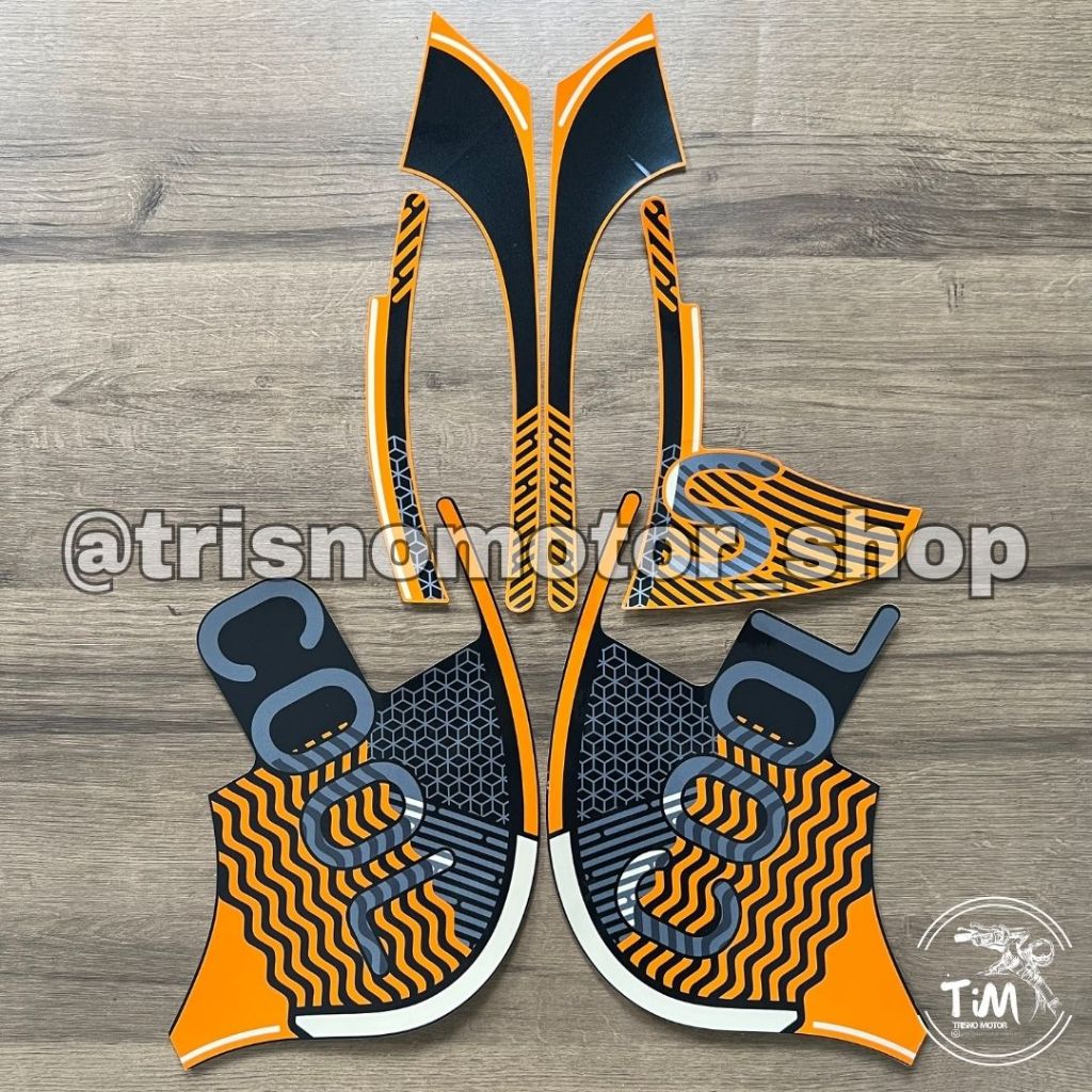 STIKER STRIPING MOTOR SCOOPY 2022 HITAM LIS ORANGE OREN FASHION BLACK