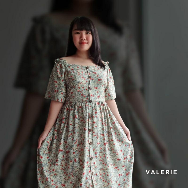 Hellopajamas VALERIE daster dress rayon busui bumil berkancing lengan pendek sabrina panjang selutut