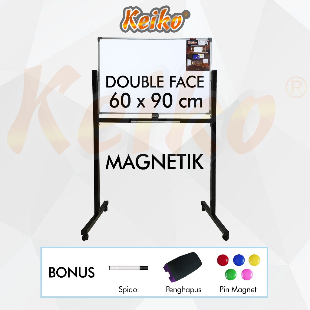 

Papan Tulis Whiteboard Standing Magnet Double Face Keiko 60 x 90 cm