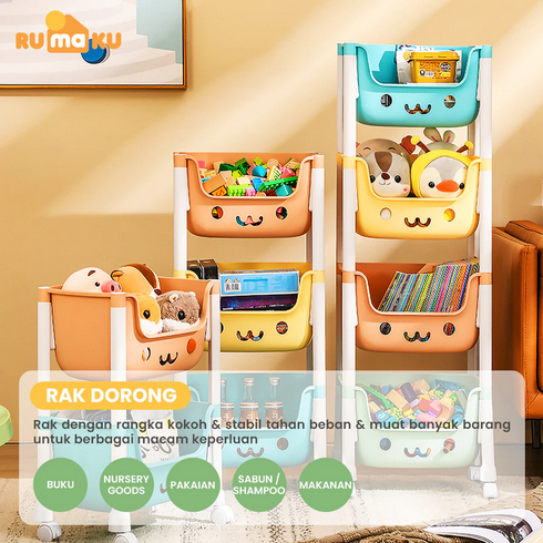 Rak Dapur Plastik 4 Susun / Keranjang 4 Susun / Tempat Penyimpanan Sayur, Buah, Mainan Anak