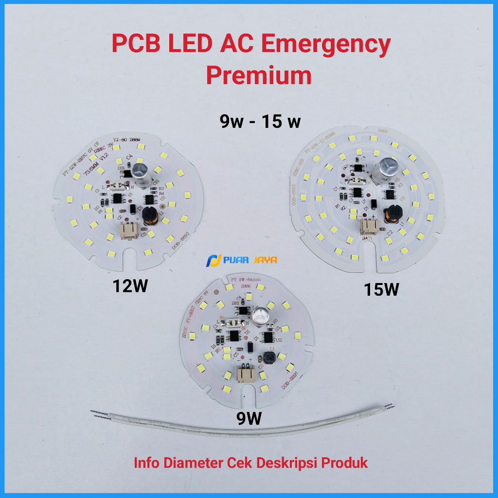 PCB LED AC Emergency Premium 9 12 15 Watt Mesin Lampu Otomatis Lampu LED Magic AC DC