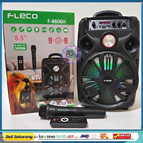 Speaker Karaoke Fleco  8606H /Speaker Bluetooth Bonus Mic Wireless Fleco 8606 H  Bluetooth Full Bass