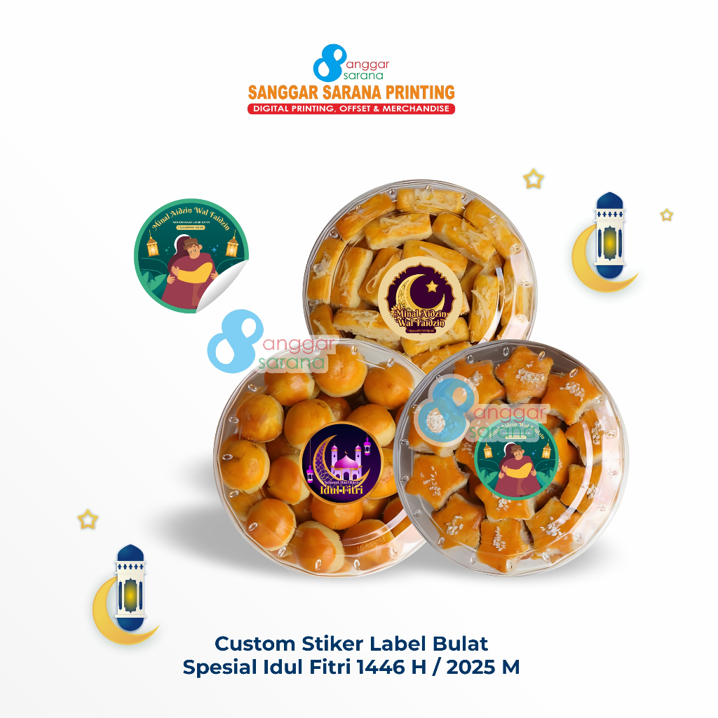 

Stiker Toples Kue Kering Lebaran Idul Fitri Stiker Bulat Label Makanan - UKURAN 5 CM