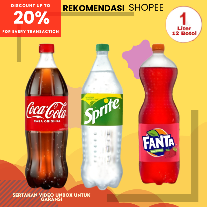 

Soft Drink 1L CocaCola_Fanta_Sprite Coca Cola / Sprite / Fanta / FANTA, SPRItE, CoCA cola ukuran 1 Krat 1 liter isi 12 Botol Minuman Soda