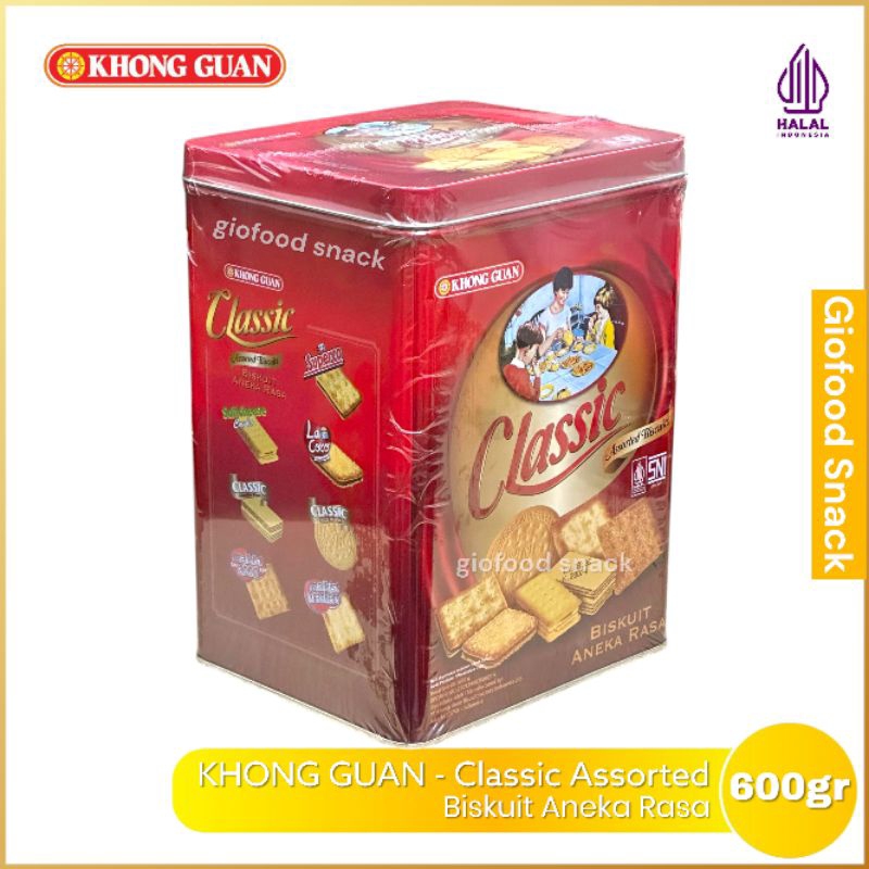 

KHONG GUAN CLASSIC 600gr Kaleng Besar - Assorted Biscuits Biskuit Aneka Rasa Saltcheese Marie Milk Malkist Crackers Chocolate