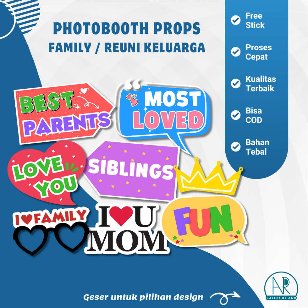 𝐃𝟏𝟎𝟐 Photoboth Props Family custom | Acc photobooth reuni keluarga tongkat foto hiasan dekorasi prop