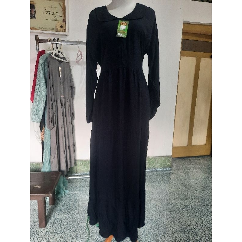 [ManujaFashion] Soraya Gamis Hitam polos bahan rayon warna hitam pekat