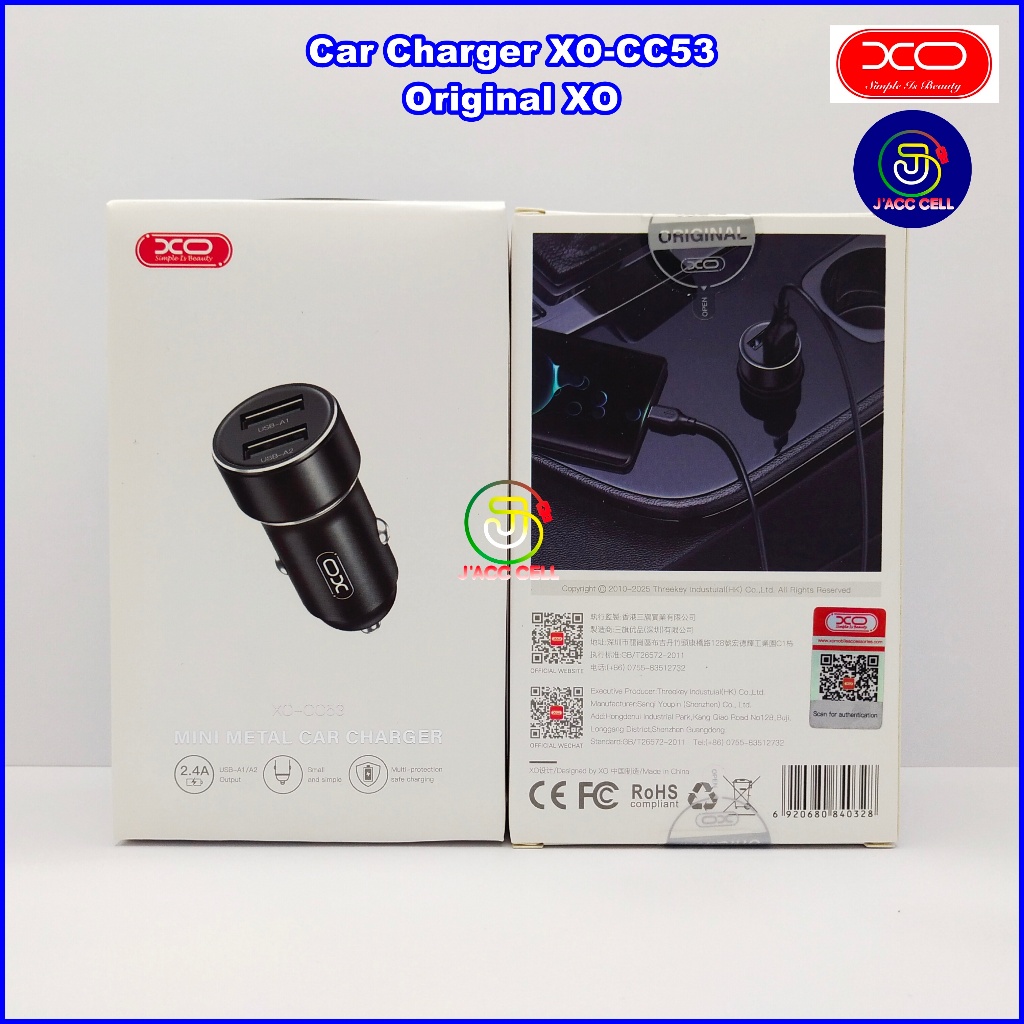 TC Charger Mobil XO-CC53 / XO-CC48 Casan Carcharger Dual Output USB-A 2.4A XO CC53 /XO CC48  / XO-CC