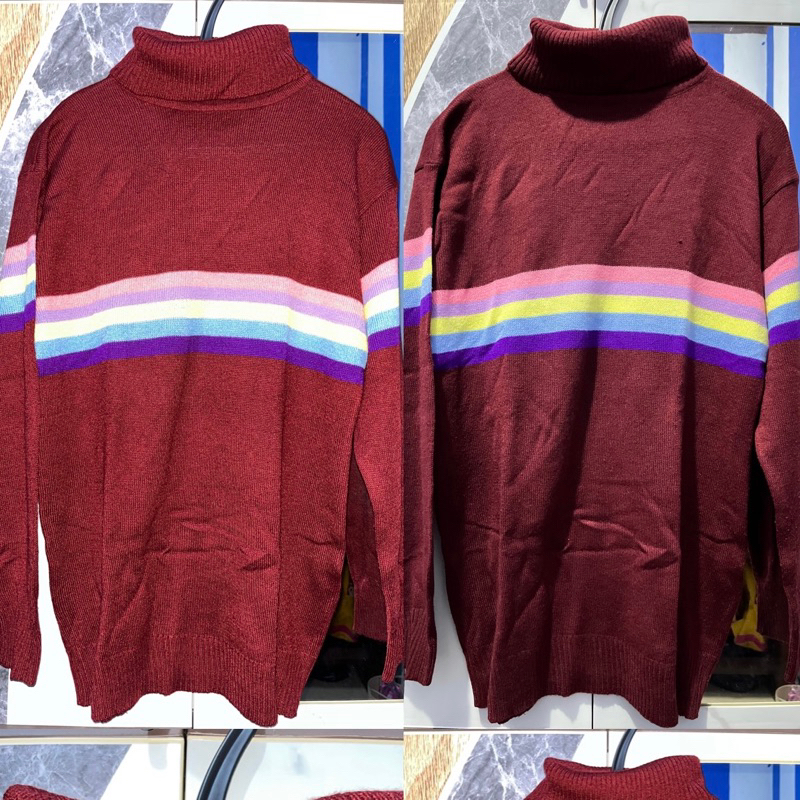 [PRELOVED] Atasan Rajut Wanita Salur Warna Maroon