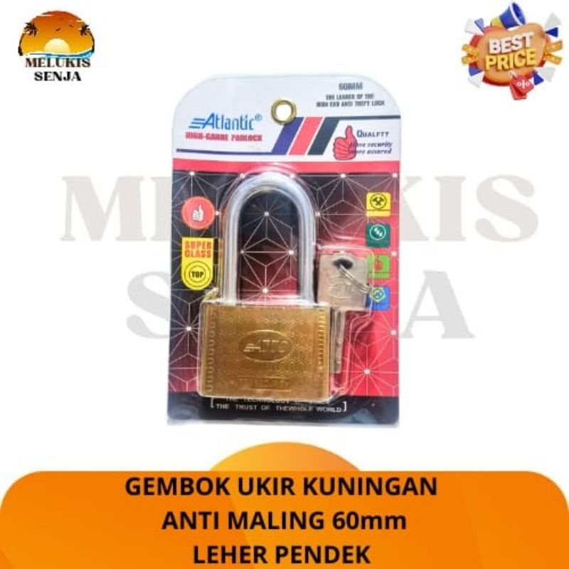Anti Maling/Gembok Baja kuningan 60mm pendek