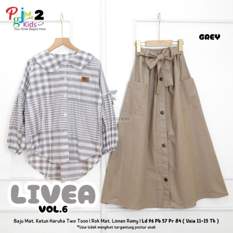 LIVEA Vol.6 Set Rok Remaja Setelan Anak Remaja Perempuan Umur 11-15 Tahun ORIGINAL BRAND BY PGJ KIDS