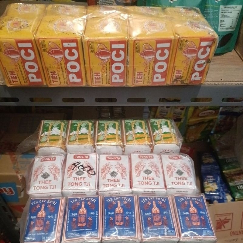 

aneka teh serbuk poci,tongtji,bandulan,cap botol kemasan 40 gr