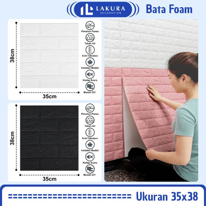Wallfoam Dinding 3D Motif Batu Bata 3D Foam Wallpaper Sticker Dinding Tebal 5mm Ukuran 35x38cm