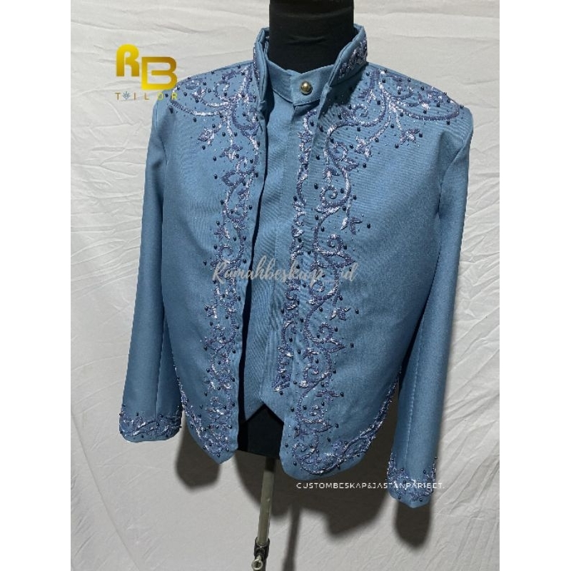 Beskap pengantin jawa model solo bahan semi woll/beskap jawa modern